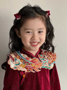 Li Luoge Childrens Han Chinese Costume Cloud Shoulder Birthday Party Hundred Days Banquet Han Chinese Clothes Match Embroidered Shawl Full Moon Dress Baby Accessories