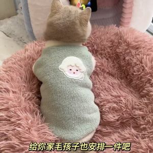 Warm Fleece Cat Clothes for Winter Anti Shedding Cute Ins Gold Layered Dollface Short Legged British Blue Cat Warmth Protection