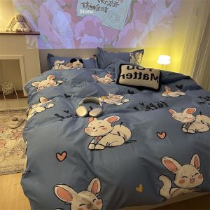 University Student Dormitory Bedding Set Cartoon Dinosaur Coverlet Quilt Three-Piece Set Simple Style Polyester Fabric