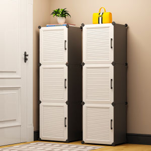 Indoor Doorway Multi-layer Narrow Shoe Rack Dustproof Storage Organizer Modern Simple Style Plastic Shoe Cabinet