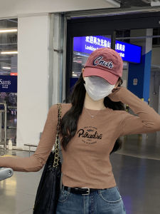 Womens Double-sided Fleece-lined Stand Collar Thermal Top Korean Style Slim Fit Long Sleeve High Waist Print Casual Tee