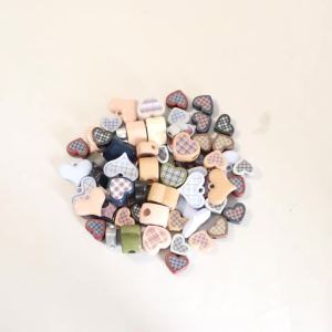 5-10pcs Vintage Plaid Heart Acrylic Beads Cream Color Acrylic Beads Loose Beads For Jewelry Making DIY Necklace Kaychains
