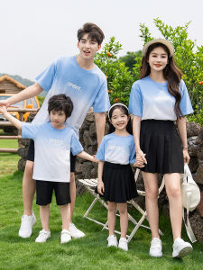 Family Matching Summer Clothes Short Sleeve T-Shirt And Pleated Skirt for Three Or Four Members of a Family Student Class Uniform