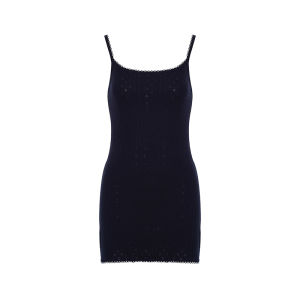 Romantic French Style Knitted Open Cardigan And Halter Dress Two-Piece Set with Embroidered Lace Color Block Design by Kroche