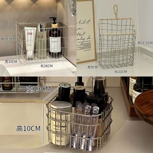 Bathroom Vanity Countertop Stainless Steel Cosmetic Storage Basket Comb Display Rack Shelf Organizer for Bathroom Accessories