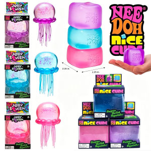 Trending Nee Doh Jellyfish & Cube Squish Toy Soft Jelly Squeeze Stress Relief Fidget Toy Sensory NeeDoh for Kids & Adults