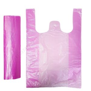 100Pcs Pink Plastic Vest Bags Supermarket Shopping Packing Takeaway Packing Bag Kitchen Living Room Disposable Clean Garbage Bag