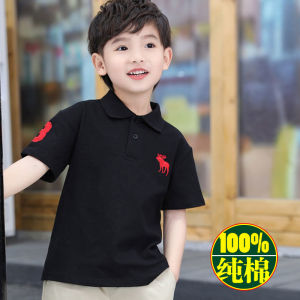 เสื้อโปโลแขนสั้นเด็กชายผ้าฝ้ายฤดูร้อนเหงื่อดูดซับเสื้อยืดคอปกใหม่ 2022 ดีไซน์อินเทรนด์เกาหลี