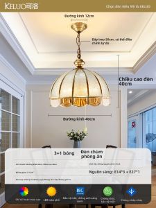 KELUO | Đèn chùm đồng phong cách Mỹ cho phòng khách