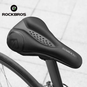 ROCKBROS Bicycle Saddle Cover Silicone Soft Comfortable Shockproof MTB Road Bike Seat Cover Cushion Hollow Breathable Cycling Saddle Cover With Rain Cover