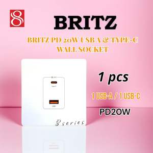 BRITZ PD 20W USB A & TYPE-C Wall Socket 3 series Fast charging Compatible for all devices