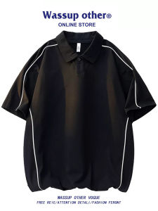 Vintage American Style Short Sleeve Polo Shirt Men Summer