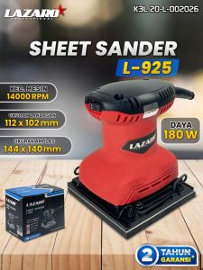 Lazaro L925 Mesin Amplas Kotak Kayu Palm Sheet Sander Garansi Suku Cadang MT925