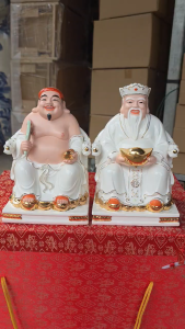 Tượng Thần tài Thổ Địa Sứ Đức Hóa Cao Cấp Nhập Khẩu Đài Loan cao 22cm (8inch) - Màu trắng