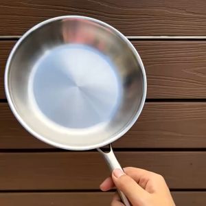 Chảo cạn inox LUNKAI chảo inox chống dính nguyên khối chảo inox 20 cm và 24 cm