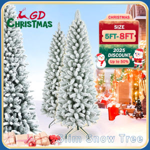 5/6/7/8ft Christmas Tree Slim PVC with snow Flocking Craft Artificial Christmas Tree For Decoration