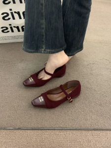 Elegant Red Silk Satin Single Shoes Womens Fashion Commute Spring Velvet Coco Style Office Evening Shoes Korean Style Low Heel