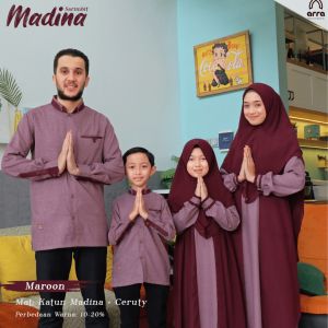 Sarimbit Keluarga Baju Sarimbit Keluarga Muslim Baju Gamis Kerudung Muslim Koko Terbaru Kualitas Premium Madina Series - Maroon