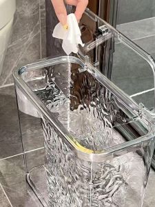 Luxury Home Bathroom Kitchen Toilet Trash Can with Lid for Washroom Staircase Dormitory Office High End Waste Bin Paper Basket