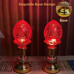 Electric Long Burning Lamp LED Candle for Buddha Altar Wealth Attracting God Temple Light for Home Use Alloy Material