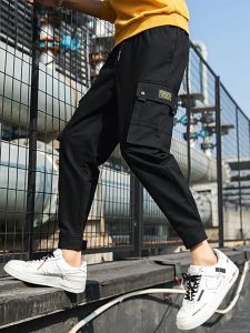 Plain multiple pockets tactical pants thick cotton cargo pants