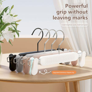 5pcs Pants Skirt Hangers with Clips Sturdy Durable Heavy Duty Clip Hanger for Shorts Pants Skirts Clothes Jeans