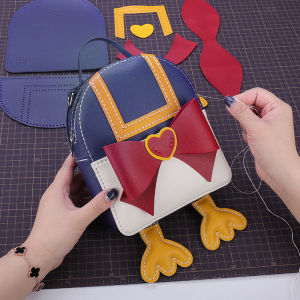 Handcrafted Donald Duck Butt Bag DIY Material Kit Birthday Gift for Girlfriend Single Shoulder Bag Soft PU Pure Color Zipper Closure