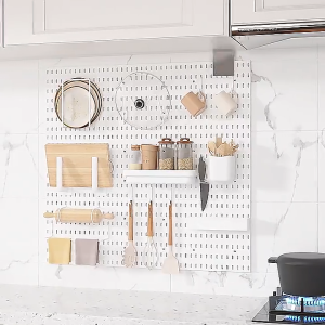 Black Pegboard Wall Organizer  Wall Mounted Storage Panel  Adjustable Shelves Hooks  Small Space Solution Free Shipping PH