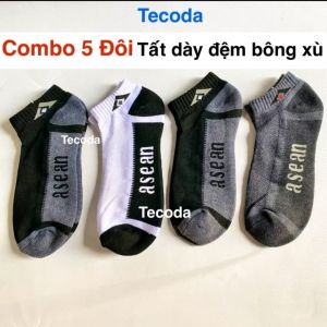 Combo 5 Đôi Vớ Tất Nam Cổ Ngắn Đệm Xù Dày  Êm Chân Thoáng Khí Đóng Túi Từng Đôi Tiện Lợi