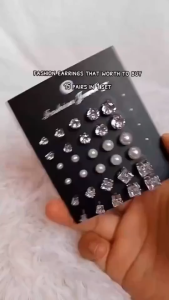 12pcs White Cubic Zirconia Earrings Set Women Men Stainless Steel Round Zircon Stud Earrings Jewelry
