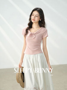 Sweet French Style Lace-Up T-Shirt