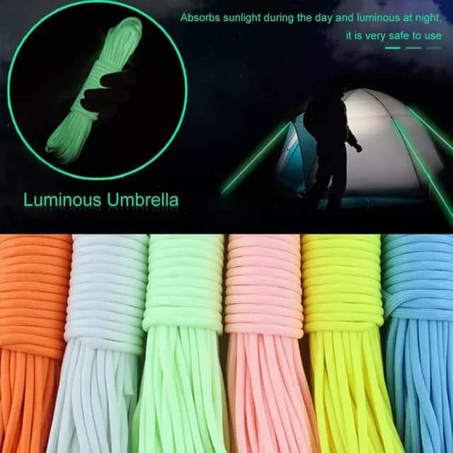 thumbnail image 2 of 100ft Glow In The Dark Green Paracord - 550lb Strength Fluorescent Rope 2 of 11