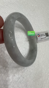 Vòng Cẩm Thạch Tự Nhiên Bản Hẹ Type A Ni 55mm Cao 12mm Dầy 8mm Kiểm Định Liulab 547649 Màu Trắng Bông Bông bóng sang đẹp xinh xắn các Chị mệnh Kim mệnh Thủy 53kg - 58kg đeo tay sang sịn có 4980k ạ