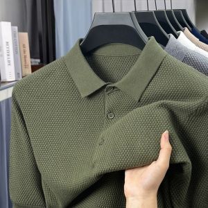 Áo Thun Nam Cổ Polo Tay Ngắn Dệt Kim Họa Tiết Dứa Màu Trơn Sang Trọng Mùa Hè 100% Cotton Cổ Polo Tay Ngắn Thường Ngày