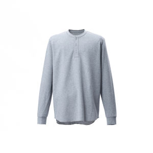 CIS Fancy Waffle Henley Collar Long Sleeves Mens Retro Fall and Winter Cleanfit Casual All-Match T-shirt Bottoming Shirt