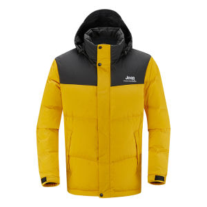 จี๊ป | แจ็คเก็ตขนเป็ดหนา Jeeps สำหรับผู้ชาย ทรงหลวม ฤดูหนาว ระบายอากาศได้ดี ระบายความชื้นได้ดี เสื้อคลุมกันหนาวแบบหนา แจ็คเก็ตกันหนาว