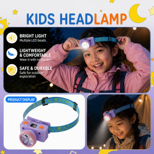 CYCLE ZONE | Outdoor Kids Headlamp Smart Sensor Childs Headlight Lightweight LED Head Light Soft Eye-Care Light for Outdoor Camping Reading