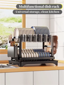 High Quality 304 Stainless Dish Rack with Drainer Pates Organizer Storage Kitchen Draining Racks