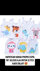 12pcs Kaos singlet Pakaian Dalam Anak umur1-9 Tahun Lusinan Murah