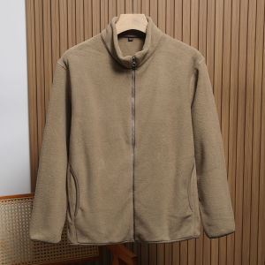 Double-Sided Fleece Stand-Collar Jacket for Men Warm Anti-Static Autumn Winter Outerwear Fashion Urban Style Long Sleeve Coat