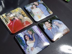 Personalized Square Badge Fridge magnet 50mm x 50mm FREE LAYOUT