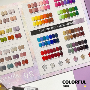 【Ready to ship】XUANFEIER 98 colors gel polish 15ml/bottle nail polish set free color card + TOP COAT + BASE COAT nail salon set base color gel/syrup gel/glitter gel