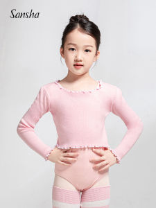 Sansha Sansha Childrens Knitted Shirt Tree Fungus-like Lacework Long Sleeves Dance Sweater Fall and Winter Heattech Outwear Pullover