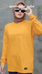 Kaos Polos Kuning Mustard Lengan Panjang Wanita Atasan Jumbo Muslimah Bahan Katun Nyaman Size Regular Untuk Semua - Lazada
