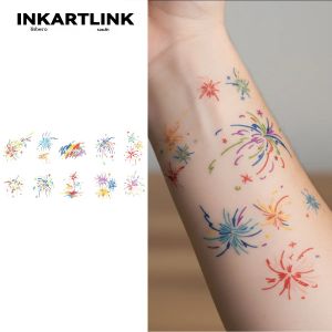 สติกเกอร์รอยสักชั่วคราว INKARTINK ลายวาดมือ กันน้ำ พิมพ์สี รอยสักชั่วคราว อุปกรณ์จัดปาร์ตี้ สติกเกอร์ DIY
