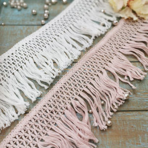 10cm Handmade DIY Ethnic Style Hem Clothing Pink Light Beige Tassel Fringe Panicle Cotton Lace Accessories
