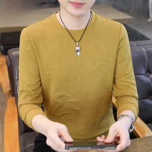 HENGYUANXIANG | Hengyuanxiang Long Sleeve Round Neck T-Shirt Mens Casual Base Shirt Spring Autumn Dragon Pattern Sweatshirt Fashionable Urban Style