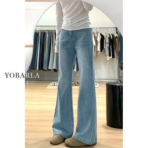 High Waist Flared Jeans Womens Casual Cotton Stretch Denim Light Color Bootcut Pants Slimming for Pear Shaped Body