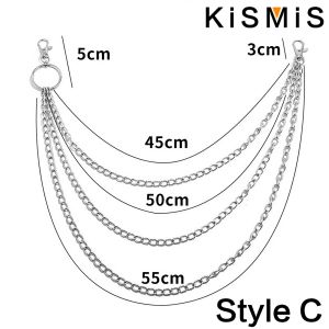 KISMIS 1PC Punk Street Keychain Trousers Pants Chain Multi Layer Men Chain Wallet Belt Chains Hipster Keyring Hip Hop Jewelry