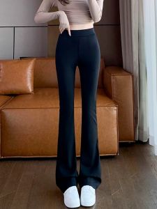 High Waist Flared Pants Womens Casual Elastic Black Slim Fish Tail Spring Autumn Horse Hoof Micro Flare Trousers Commute Style